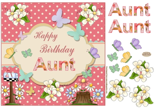 Happy Birthday Aunt Butterfly Topper