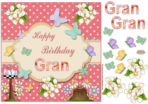 Happy Birthday Gran Butterfly Topper