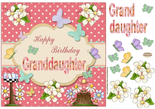 Happy Birthday Granddaughter Butterfly Topper