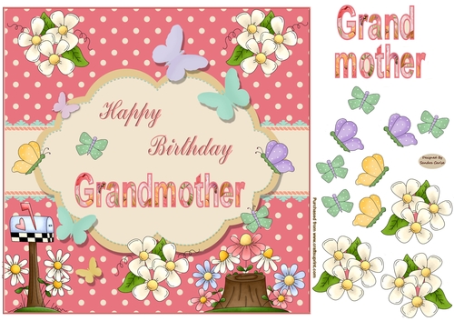 Happy Birthday Grandmother Butterfly Topper
