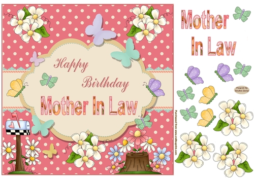Happy Birthday Mother In Law Butterfly Topper