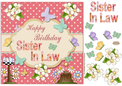 Happy Birthday Sister In Law Butterfly Topper