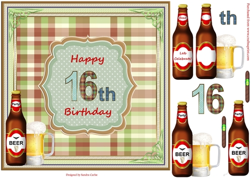 Happy 16th Birthday Patternered Topper