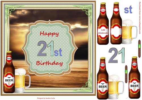 Happy 21st Birthday By the River Topper