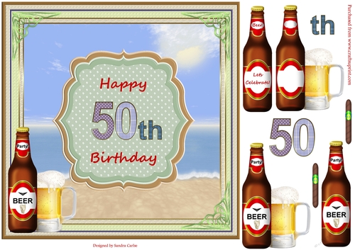 Happy 50th Birthday Summer Days Beach Topper