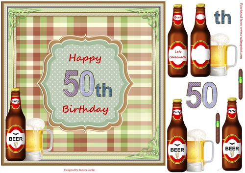 Happy 50th Birthday Pattern Topper