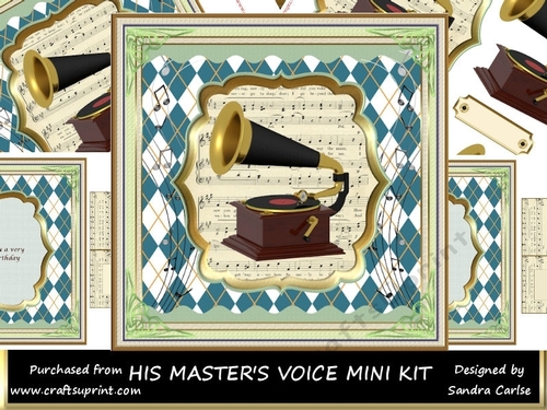 Birthday Male Gramaphone Decoupage Mini Kit