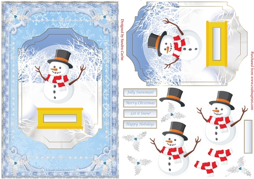Jolly Snowman Snowglobe Christmas Decoupage Topper