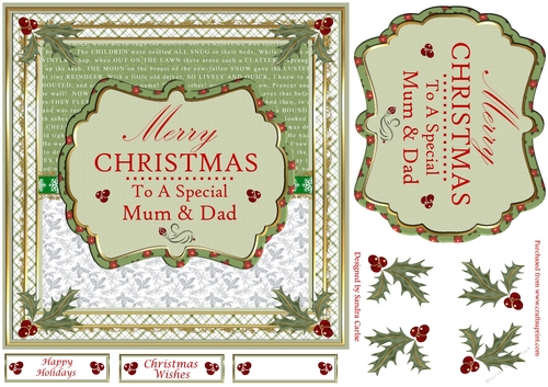 Merry Christmas To A Special Mum & Dad Vintage Topper