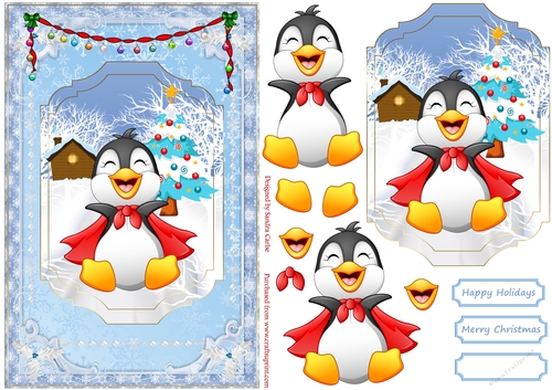 Penguins Love Christmas Topper 1