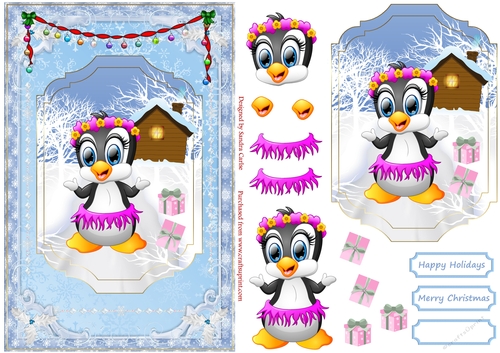 Penguins Love Christmas Topper 
