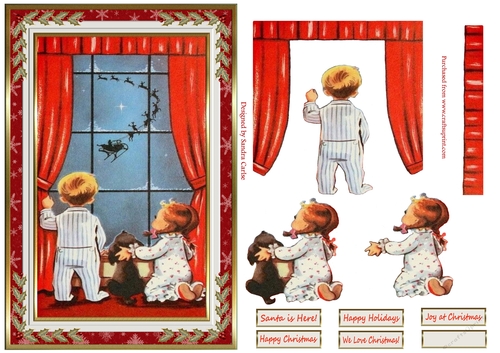 We Love Christmas Decoupage Vintage Topper