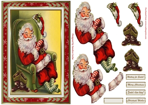 Christmas Santas been busy Decoupage Topper