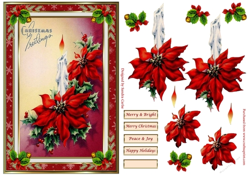 Christmas Vintage Poinsettia Topper
