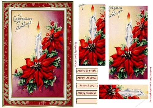 Christmas Greetings Poinsettia Pyramid Topper