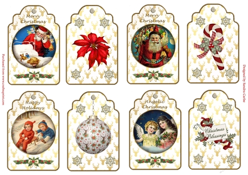 Vintage Christmas Gift Tags x 8