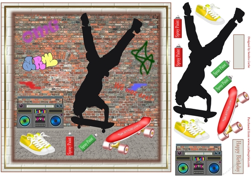 Skateboard Street Scene Birthday Topper 1