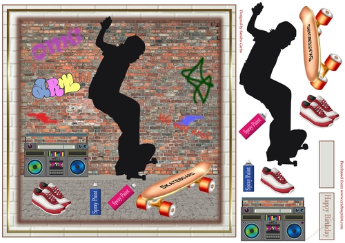 Street Scene 8x8ins Decoupage Birthday Topper 2
