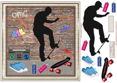 Skateboard Street Scene Birthday Topper 6