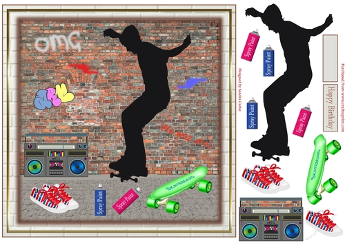 Skateboard Street Scene Birthday Topper 7