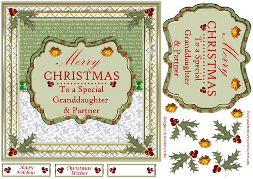Merry Christmas To a Special Granddaughter & Partner Vintage Topper