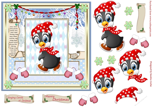 Penguin Skating at Christmas Topper