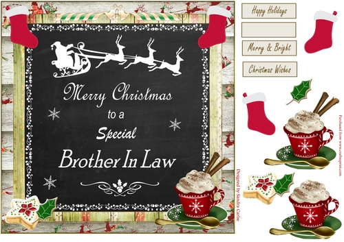 Merry Christmas Special Brother In Law Decoupage Topper 