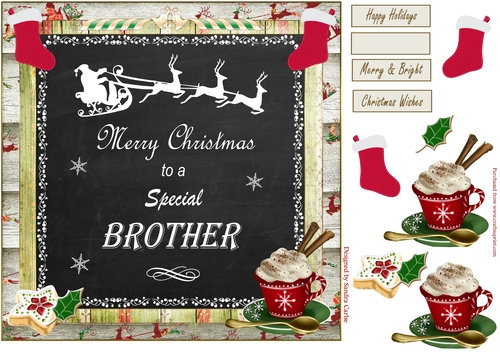 Merry Christmas Special Brother Decoupage Topper 