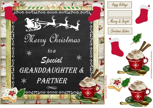 Merry Christmas Granddaughter & Partner Decoupage Topper 
