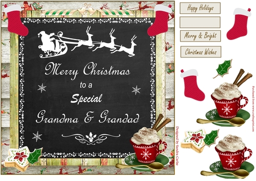 Merry Christmas Grandma & Grandad Decoupage Topper 