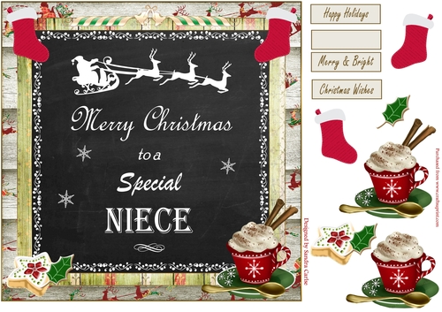 Merry Christmas Niece Decoupage 8x8ins Topper 