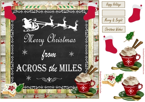 Christmas Chalkboard Decoupage 8x8ins Topper 1