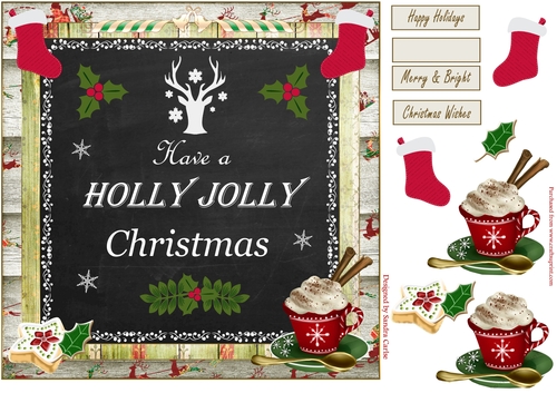 Christmas Chalkboard Decoupage 8x8ins Topper 2