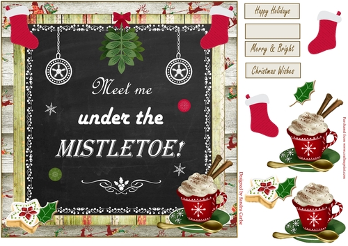 Christmas Chalkboard Decoupage 8x8ins Topper 3