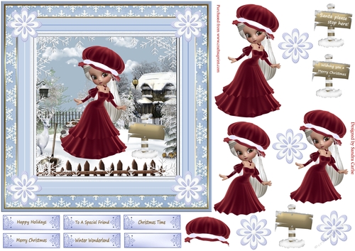 Winter Wonderland 7x7ins Decoupage Topper 1