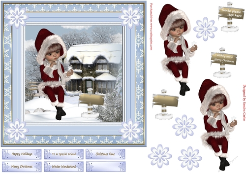 Winter Wonderland 7x7ins Decoupage Topper 3
