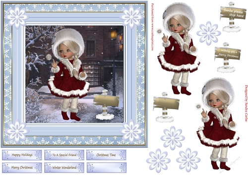 Winter Wonderland 7x7ins Decoupage Topper 9