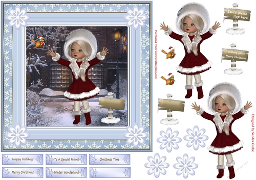 Winter Wonderland 7x7ins Decoupage Topper 10