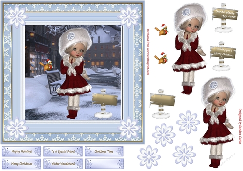 Winter Wonderland 7x7ins Decoupage Topper 11