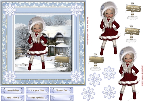 Winter Wonderland 7x7ins Decoupage Topper 13