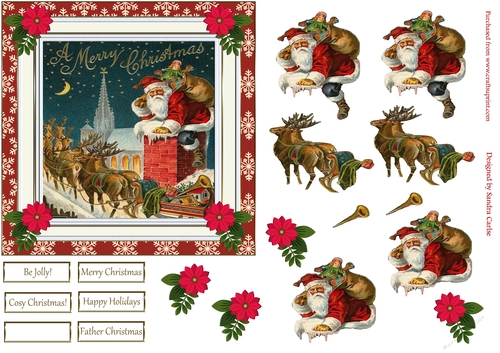 A Merry Christmas Santa 6x6ins Topper