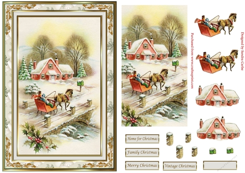 Home for Christmas Vintage Decoupage Topper