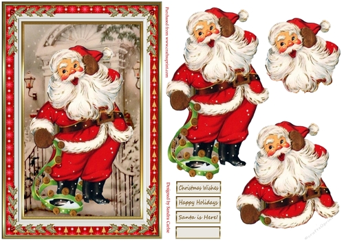 Santa is Here Christmas Vintage Topper