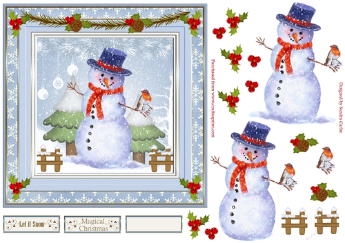 Snowman & Robin Christmas Topper