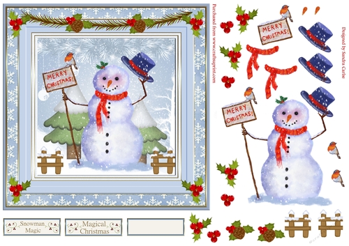 Snowman & Robin Christmas Topper 1
