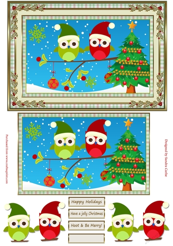 Hoot & Be Merry Christmas Topper 