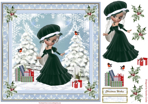 White Christmas Decoupage Topper 4