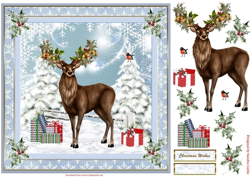 Christmas Stag Decoupage Topper 3