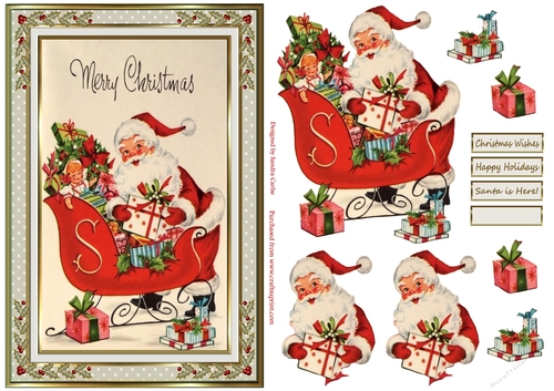 Merry Christmas Santa Decoupage Topper 1 