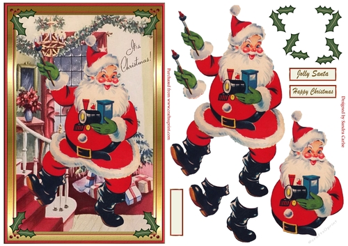 Jolly Santa Christmas Decoupage Topper